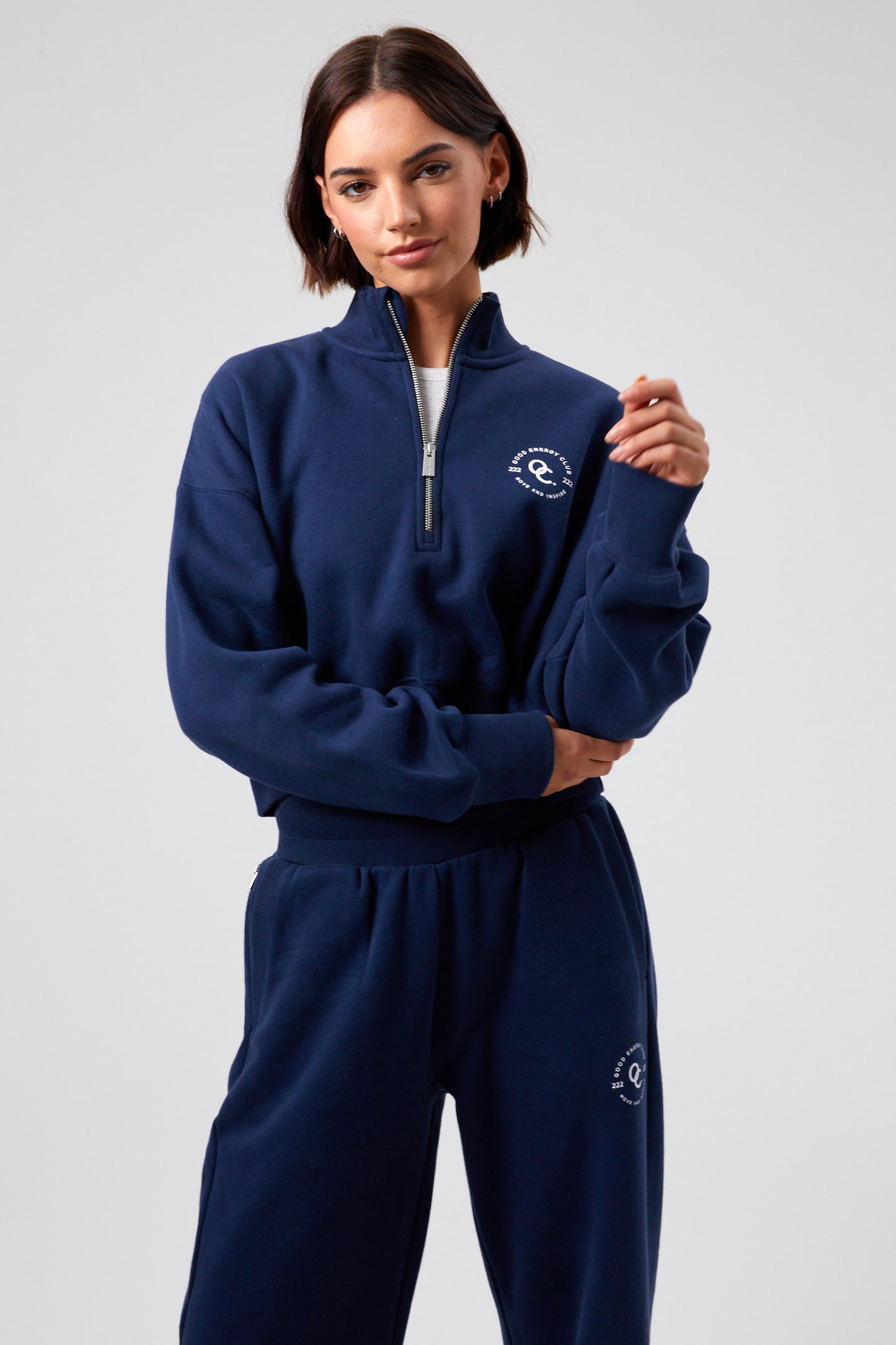 Joy Crop Half Zip - Midnight Blue