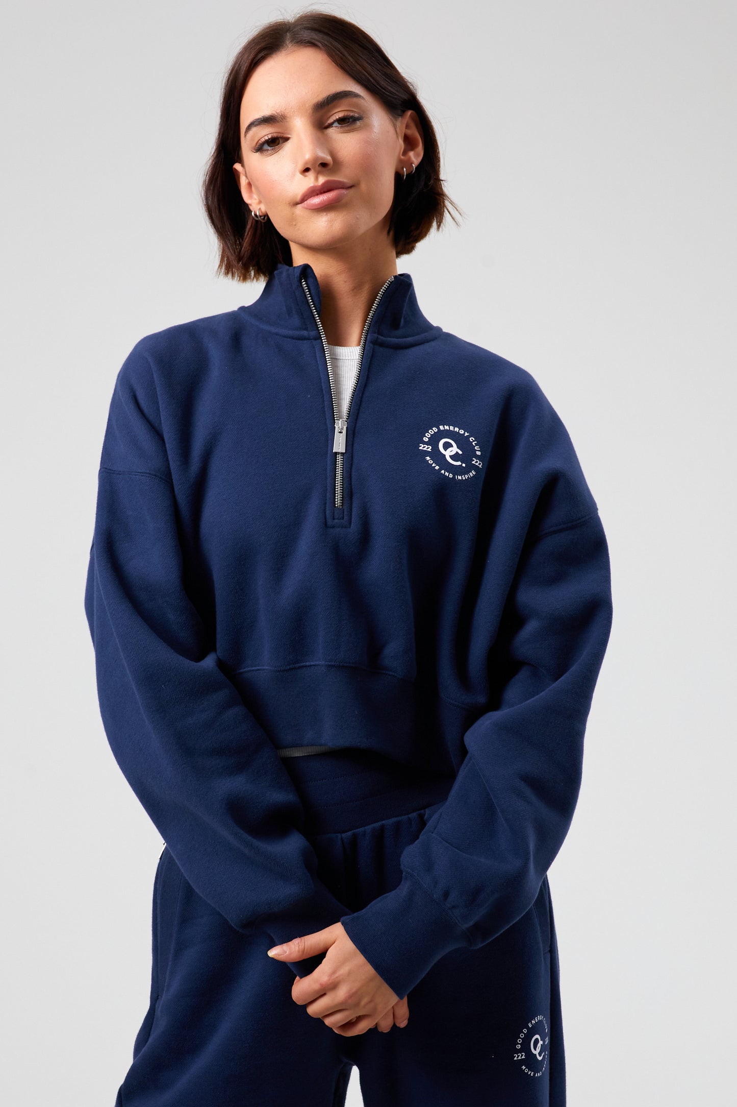 Joy Crop Half Zip - Midnight Blue