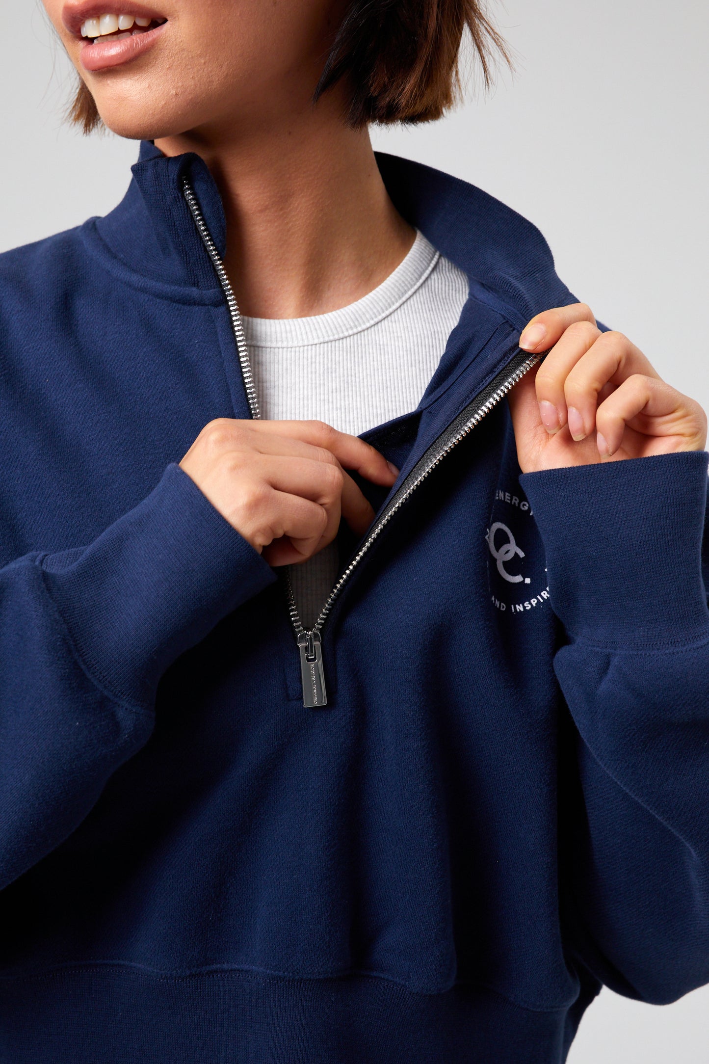 Joy Crop Half Zip - Midnight Blue