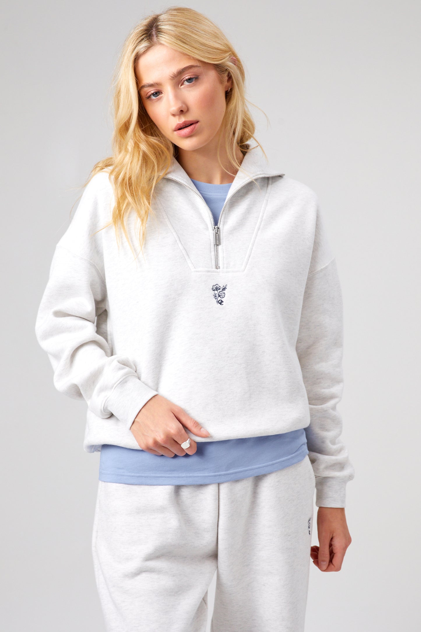 Synchronicity Half Zip - White Marl