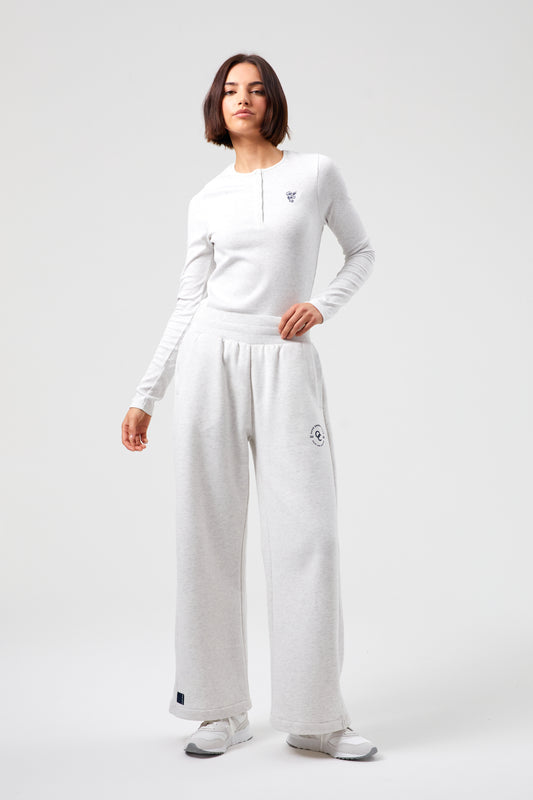 Joy Wide Leg Jogger - White Marl