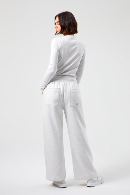 Joy Wide Leg Joggers - White Marl