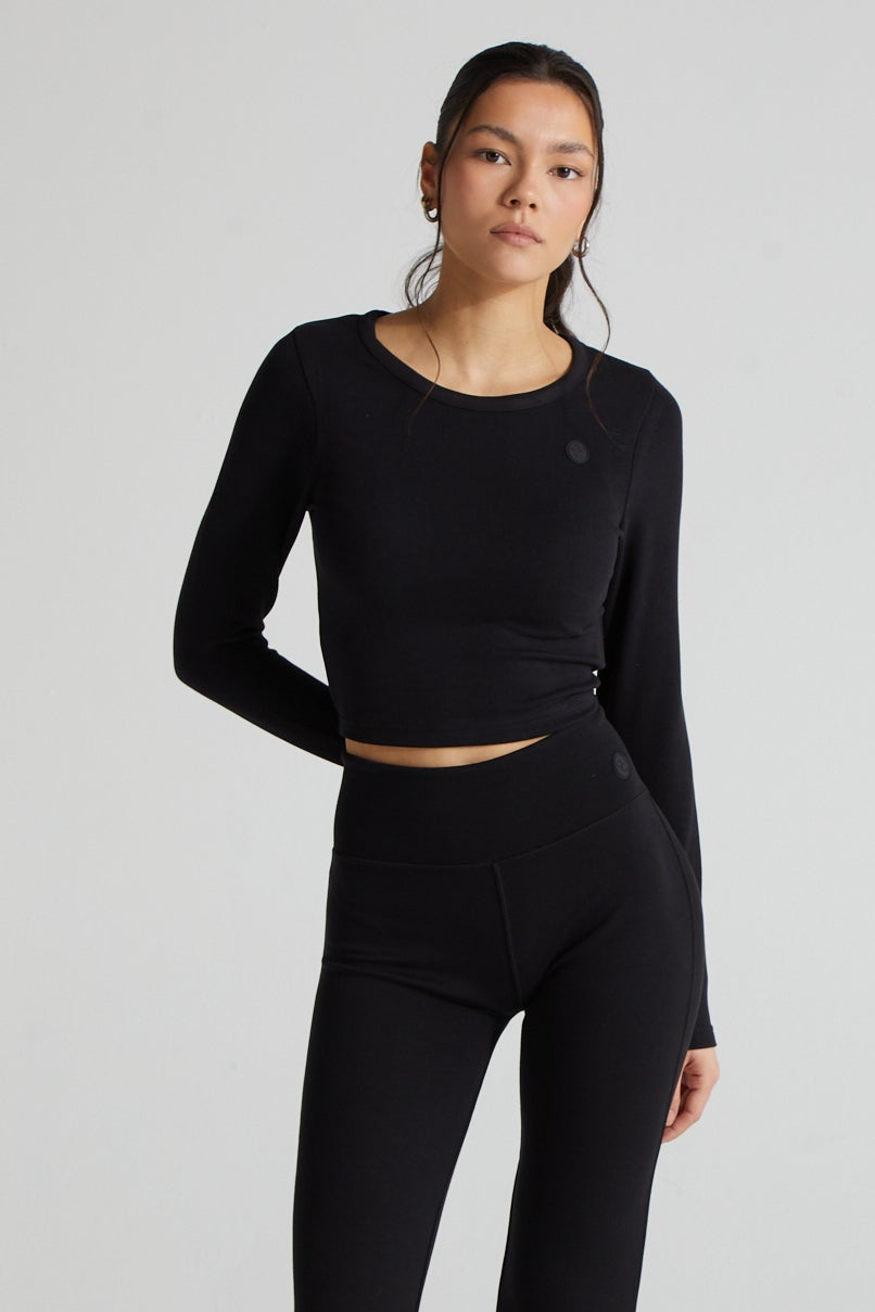 Contour Crop Top- Jet Black