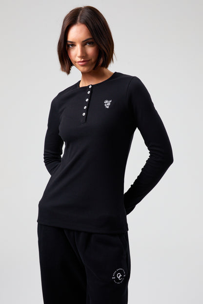 Flower Long Sleeve T-shirt - Jet Black