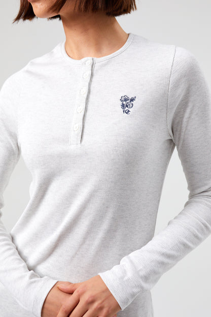 Flower Long Sleeve T-shirt - White Marl