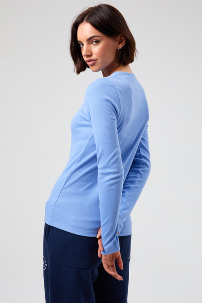 Flower Long Sleeve T-shirt - Periwinkle