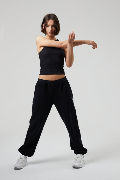 Flower Joggers - Jet Black