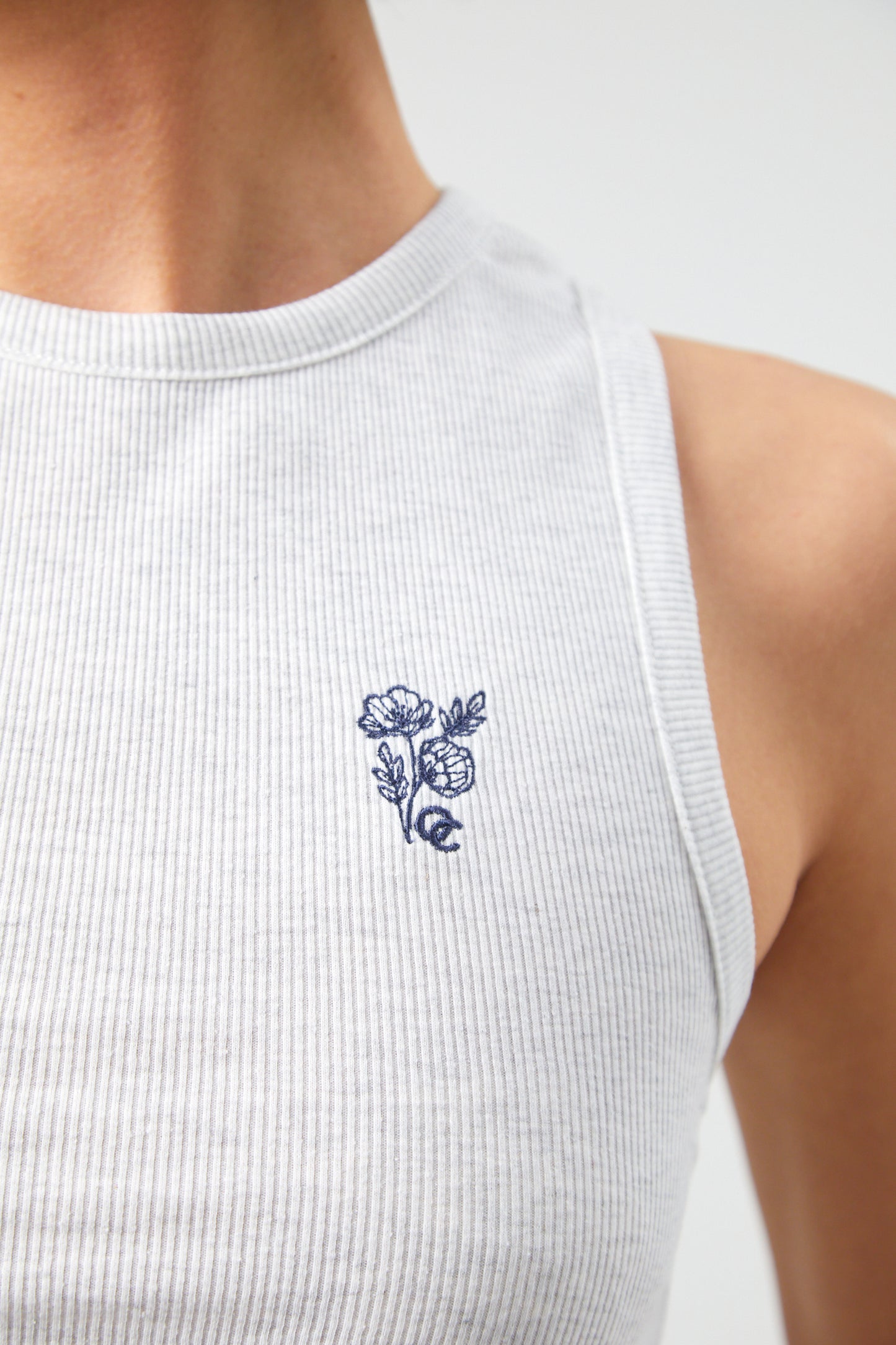 Flower Tank Top - White Marl