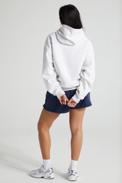 Slouchy Hoodie - White Marl