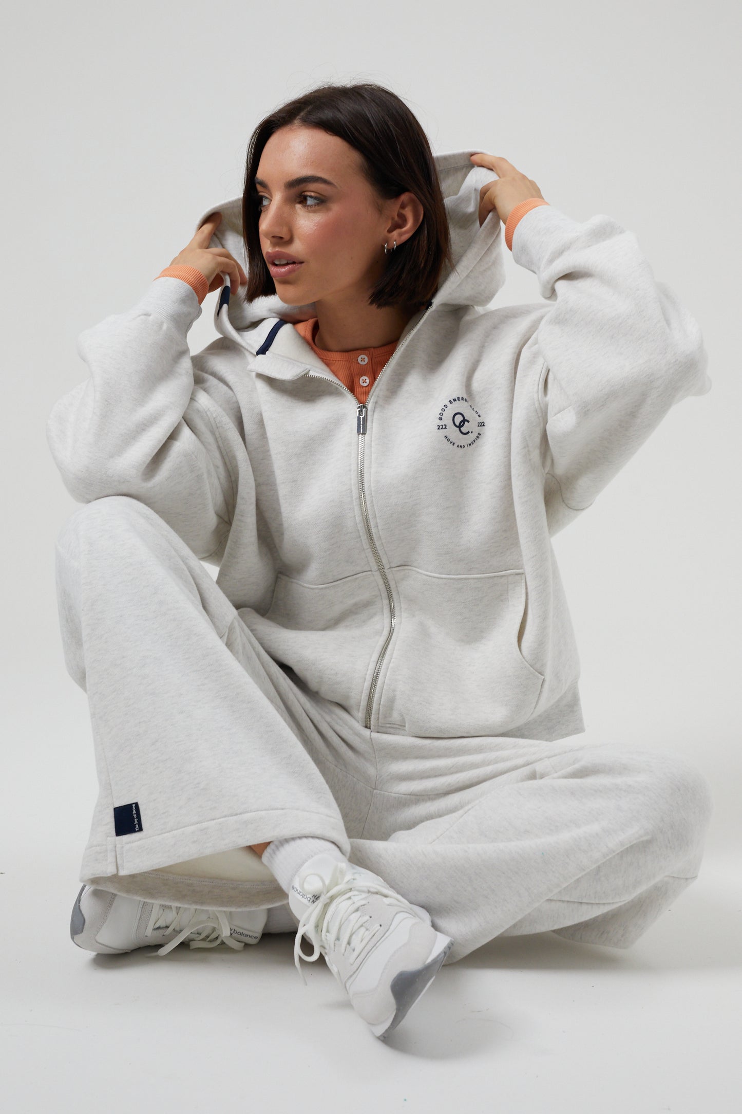 Joy Zip Hoodie - White Marl