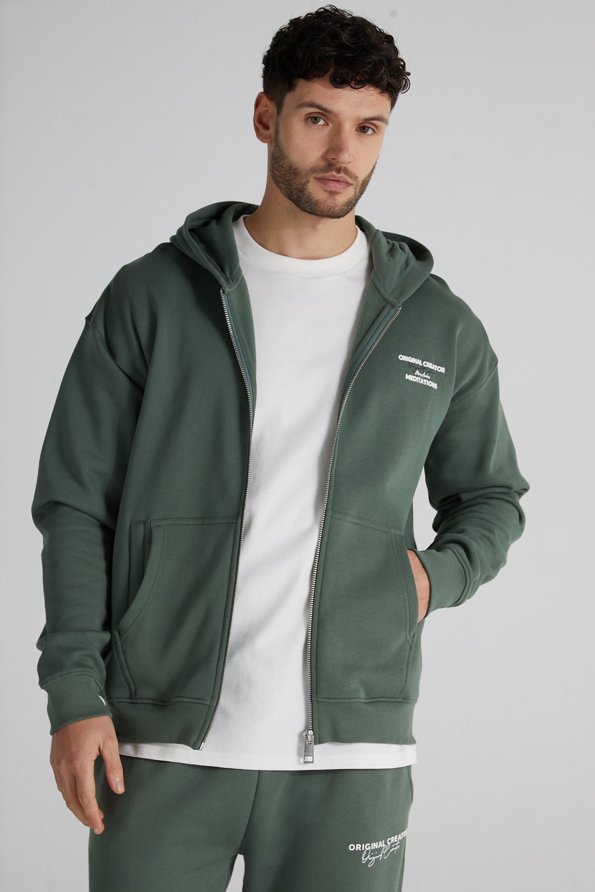 Stoic Zip Hoodie- Hunter Green