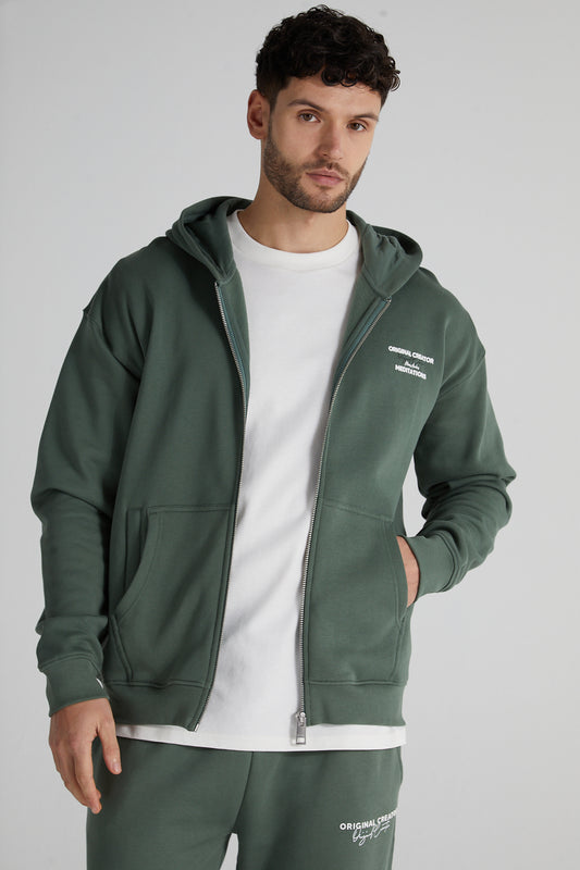 Stoic Zip Hoodie- Hunter Green