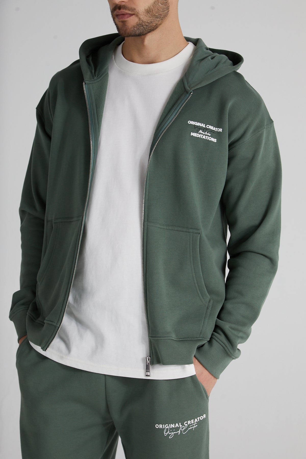 Stoic Zip Hoodie- Hunter Green