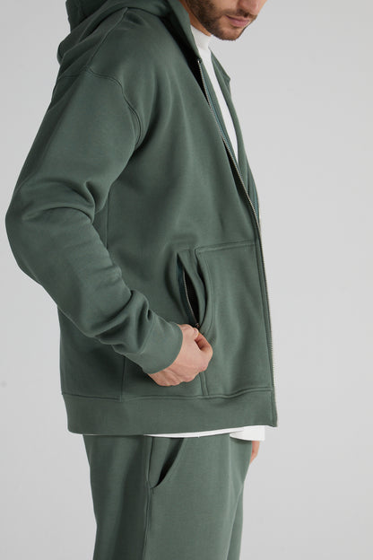 Stoic Zip Hoodie- Hunter Green