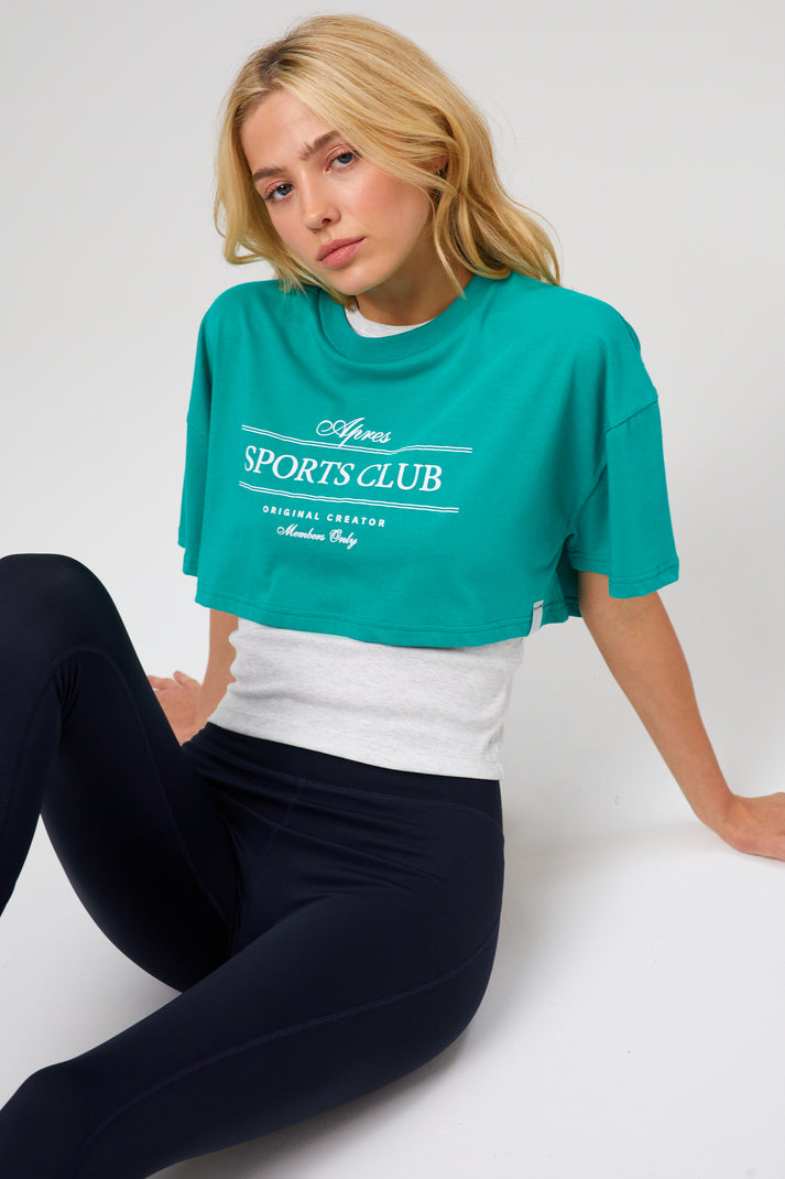 Wellness Club Color Block Cropped Tee