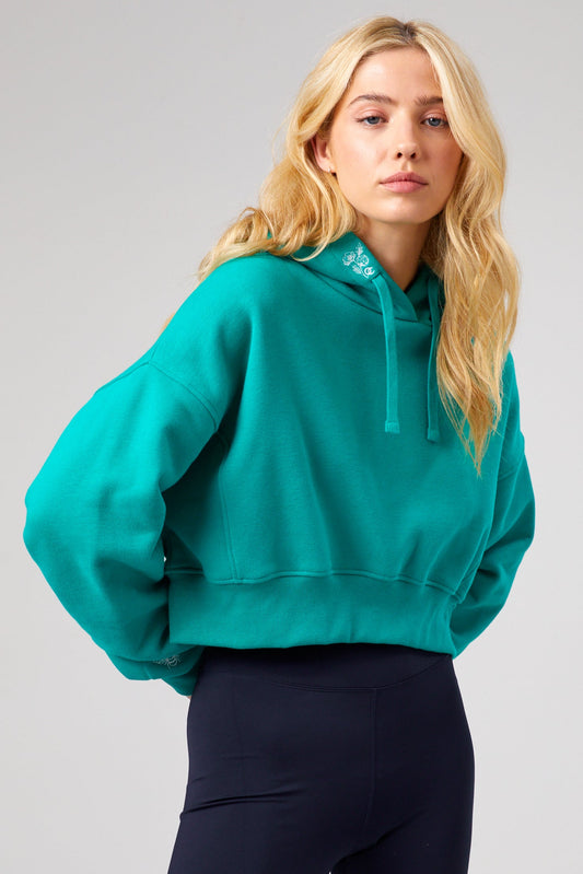 Flower Crop Hoodie - Tennis Green