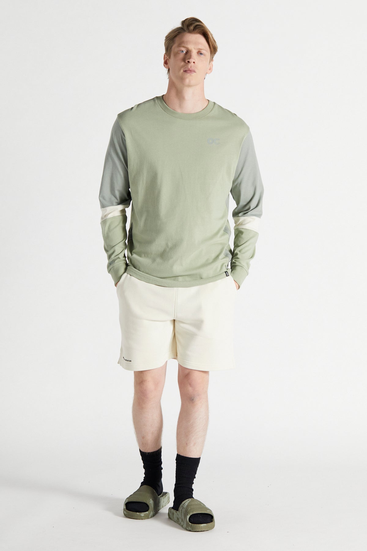 Colour Block Long Sleeve T-Shirt - Laurel Green