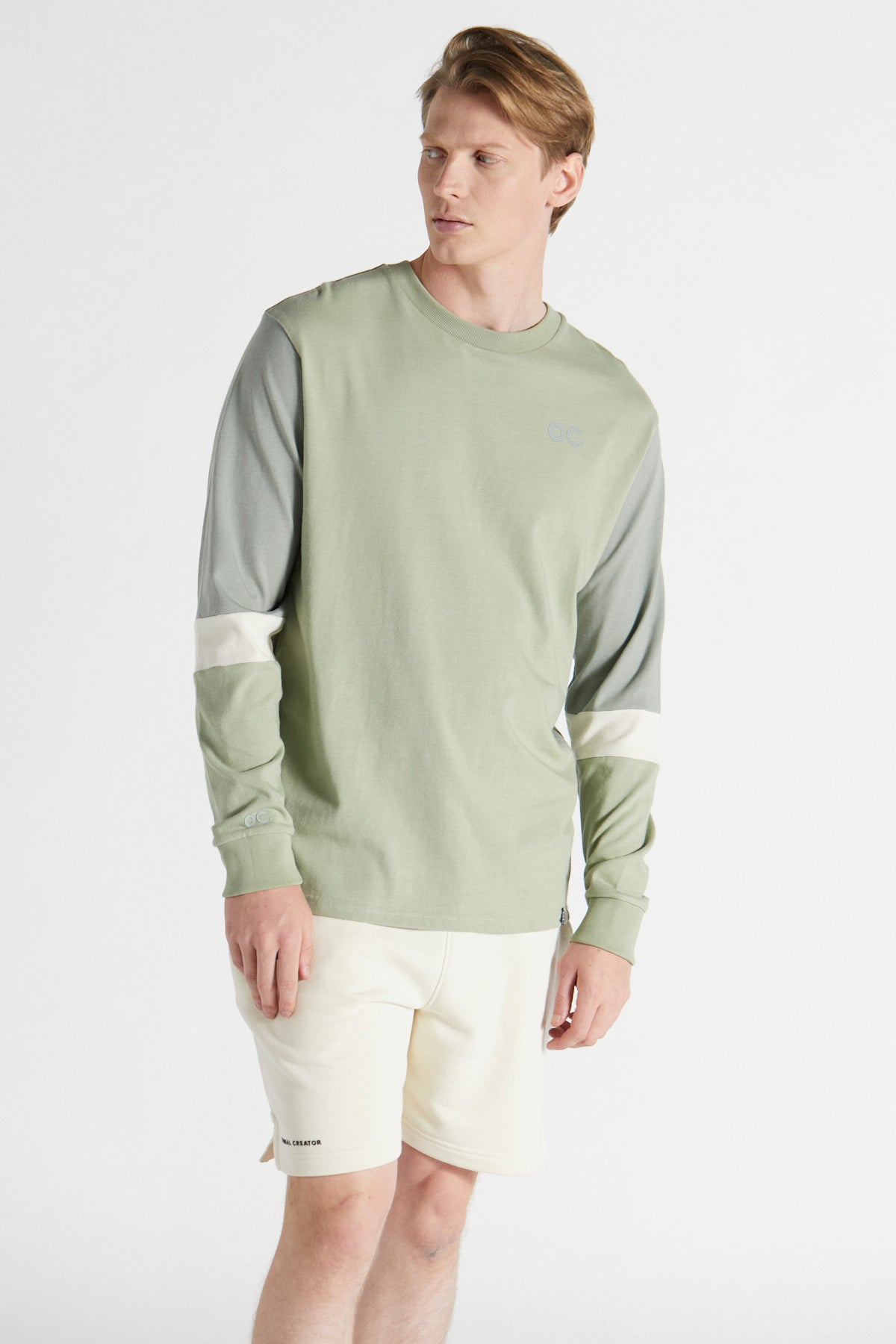 Colour Block Long Sleeve T-Shirt - Laurel Green