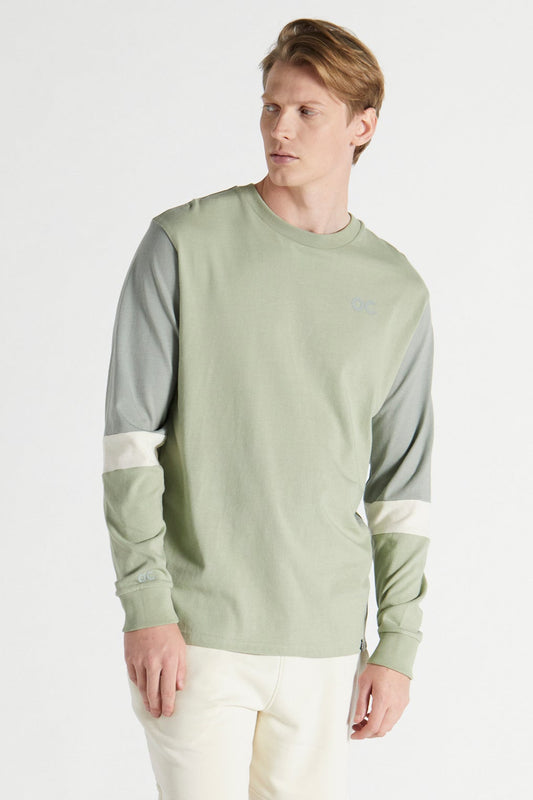 Colour Block Long Sleeve T-Shirt - Laurel Green