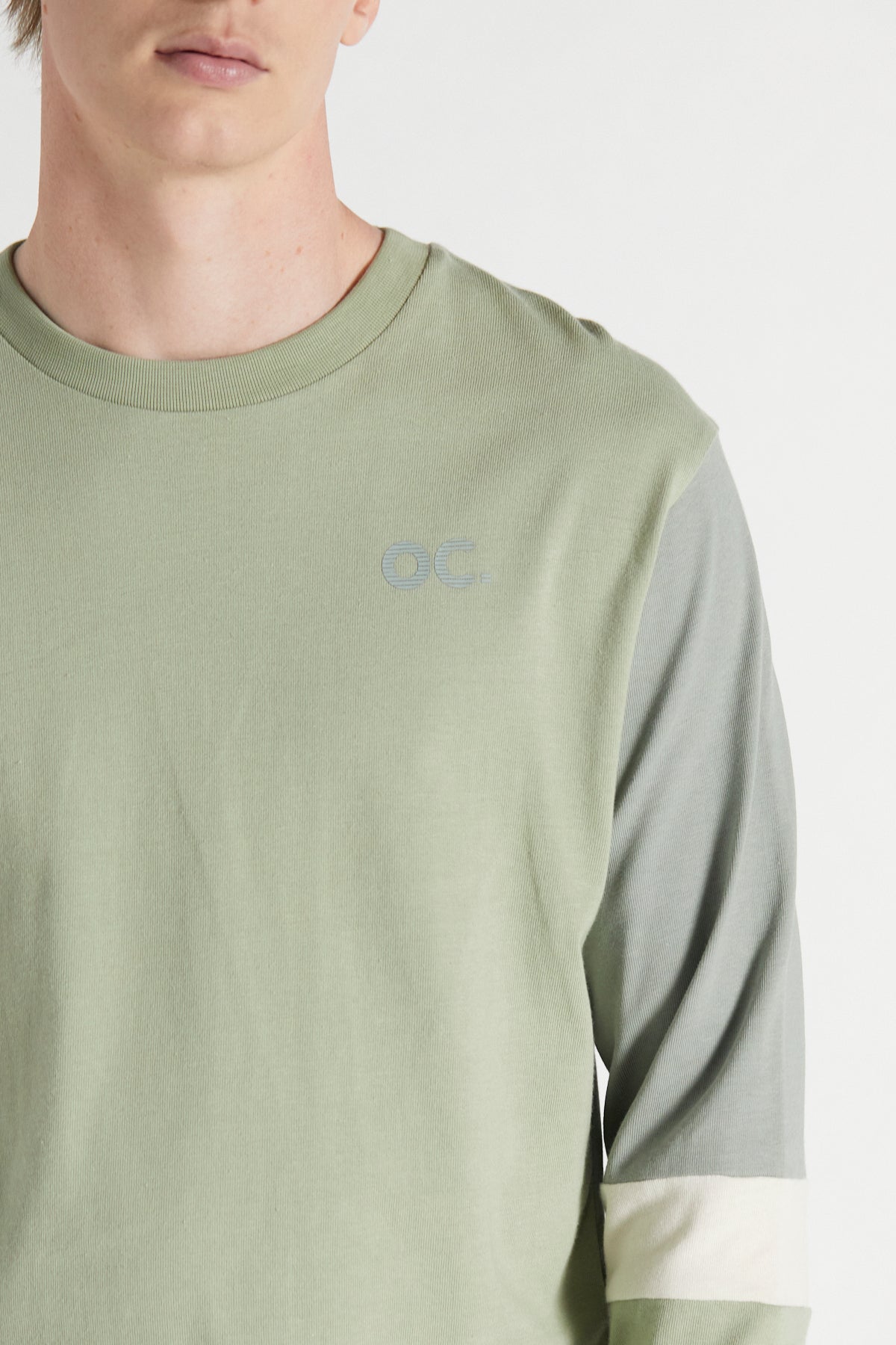 Colour Block Long Sleeve T-Shirt - Laurel Green