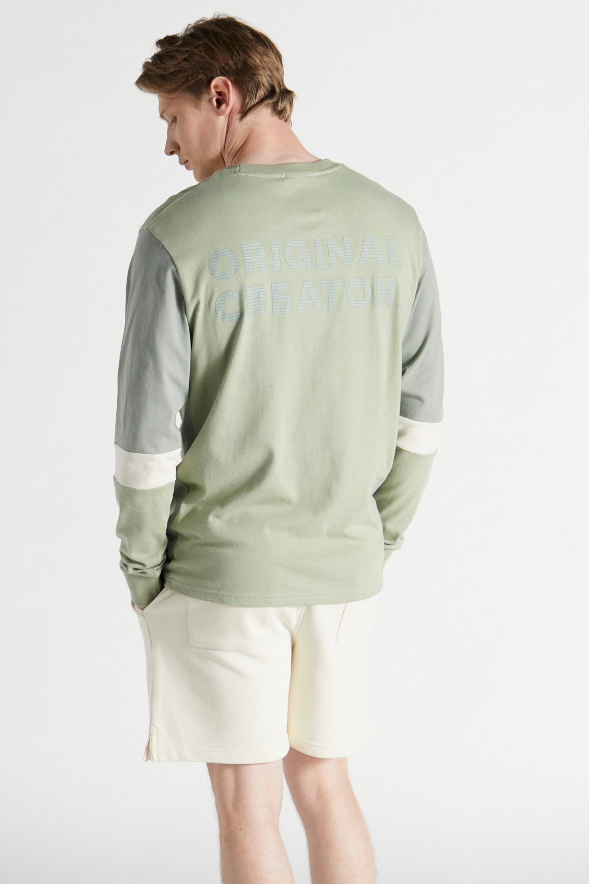 Colour Block Long Sleeve T-Shirt - Laurel Green