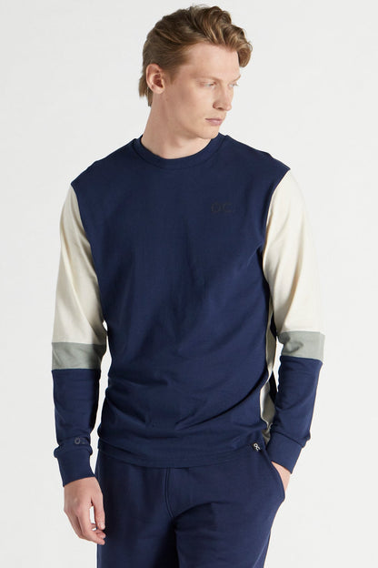 Colour Block Long Sleeve T-Shirt - Midnight Blue