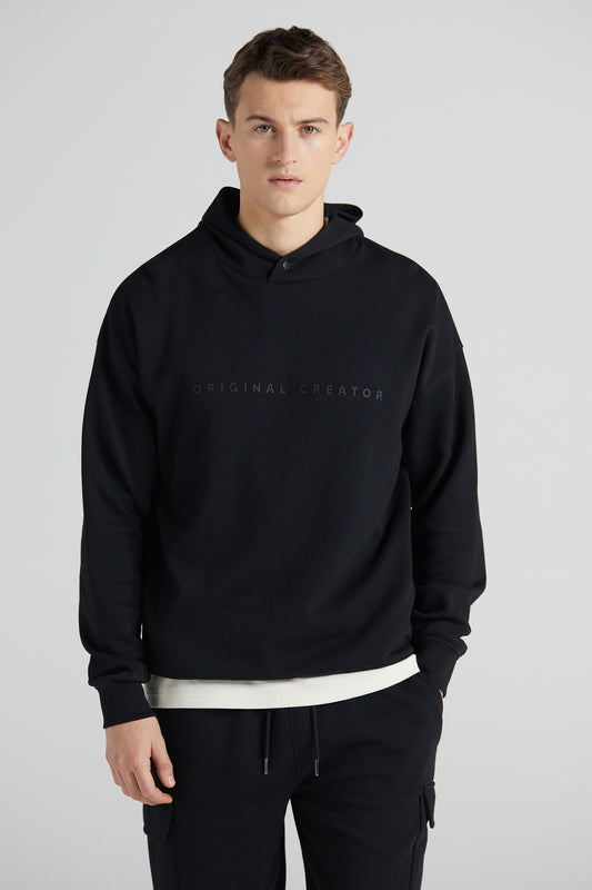 Wu Wei Pique Hoodie - Jet Black