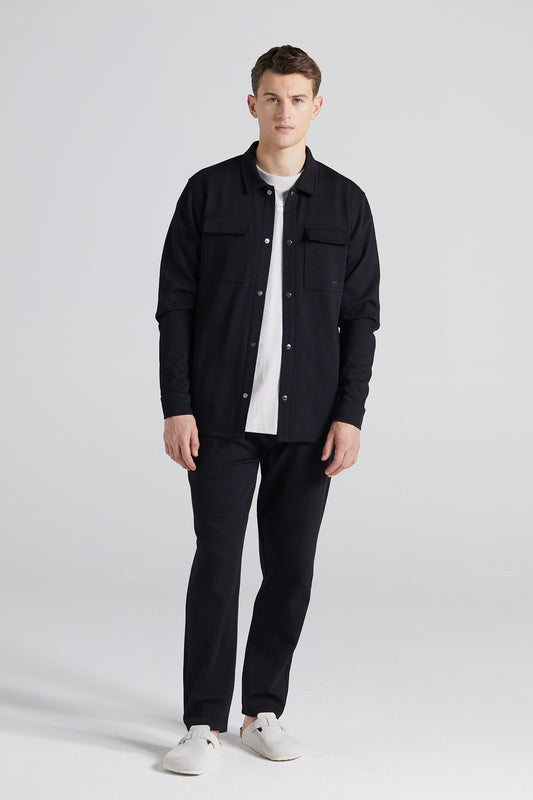 Jersey Twill Shacket - Jet Black