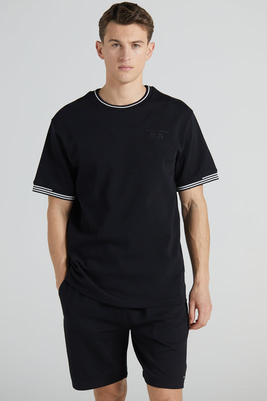 Boxy Pique Crew T-Shirt - Jet Black