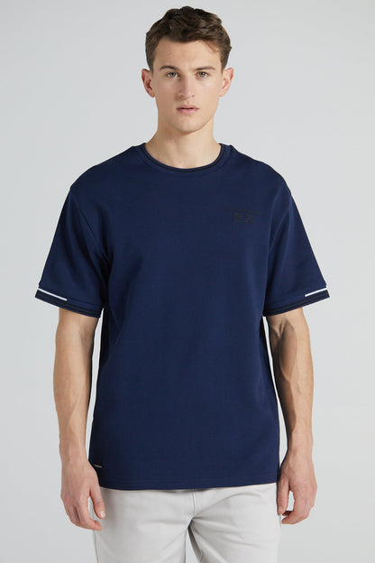 Boxy Pique Crew T-Shirt - Midnight Blue