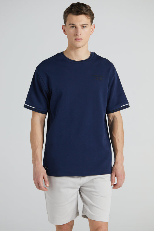 Boxy Pique Crew T-Shirt - Midnight Blue