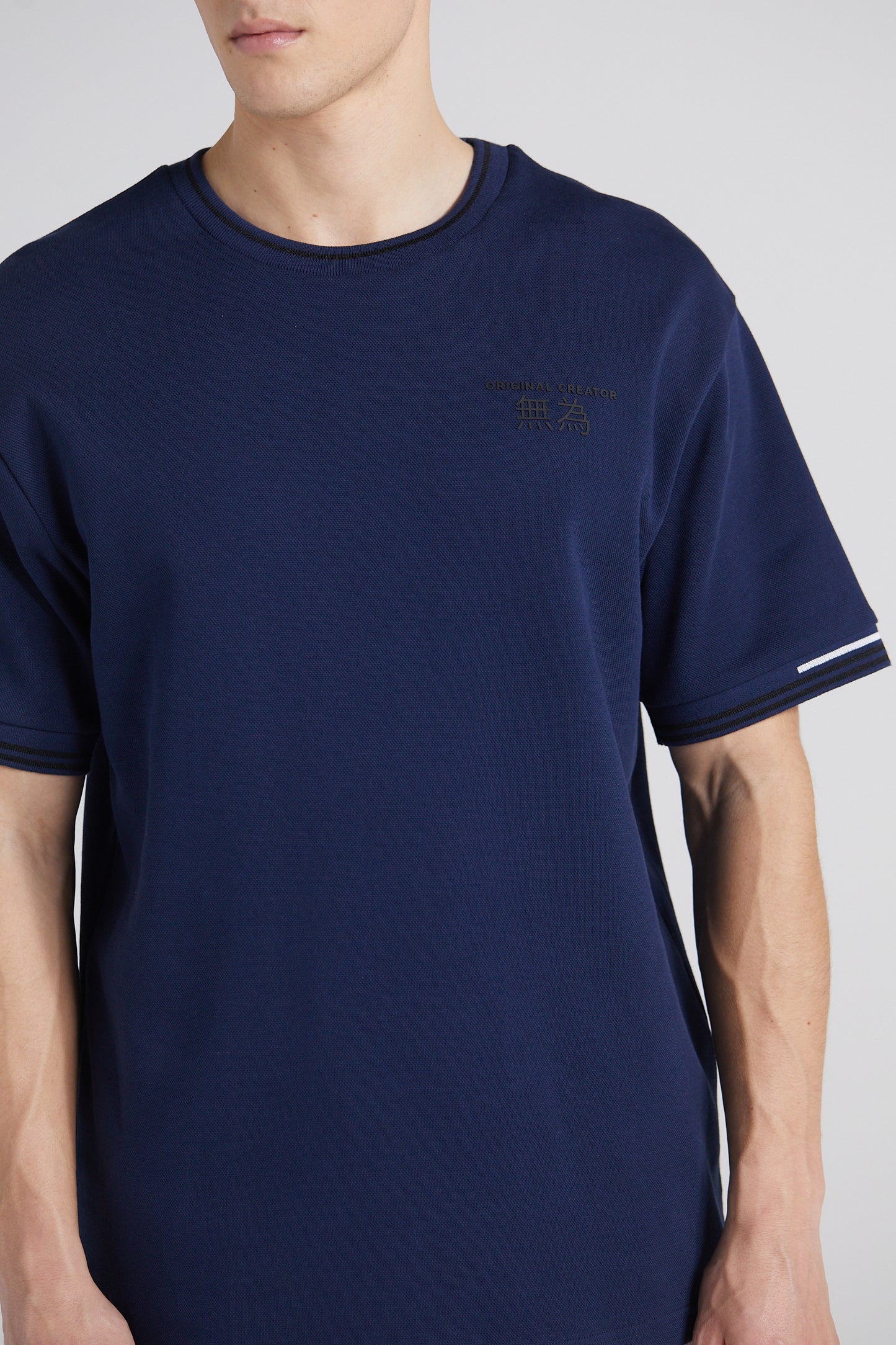 Boxy Pique Crew T-Shirt - Midnight Blue
