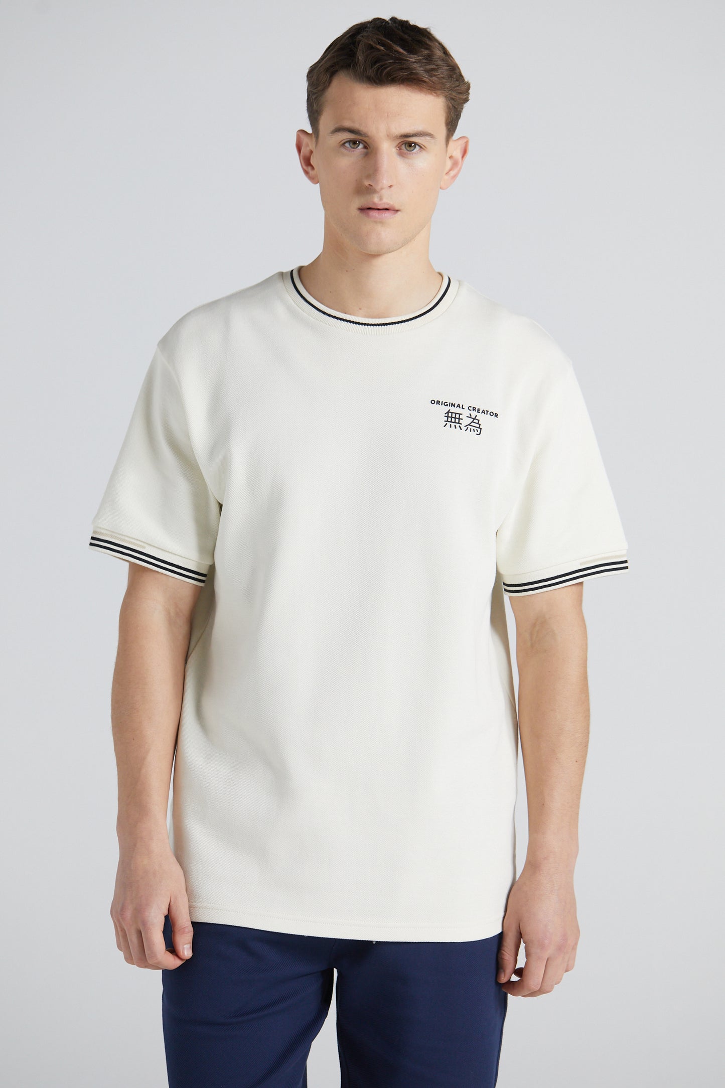 Boxy Pique Crew T-Shirt - Off White