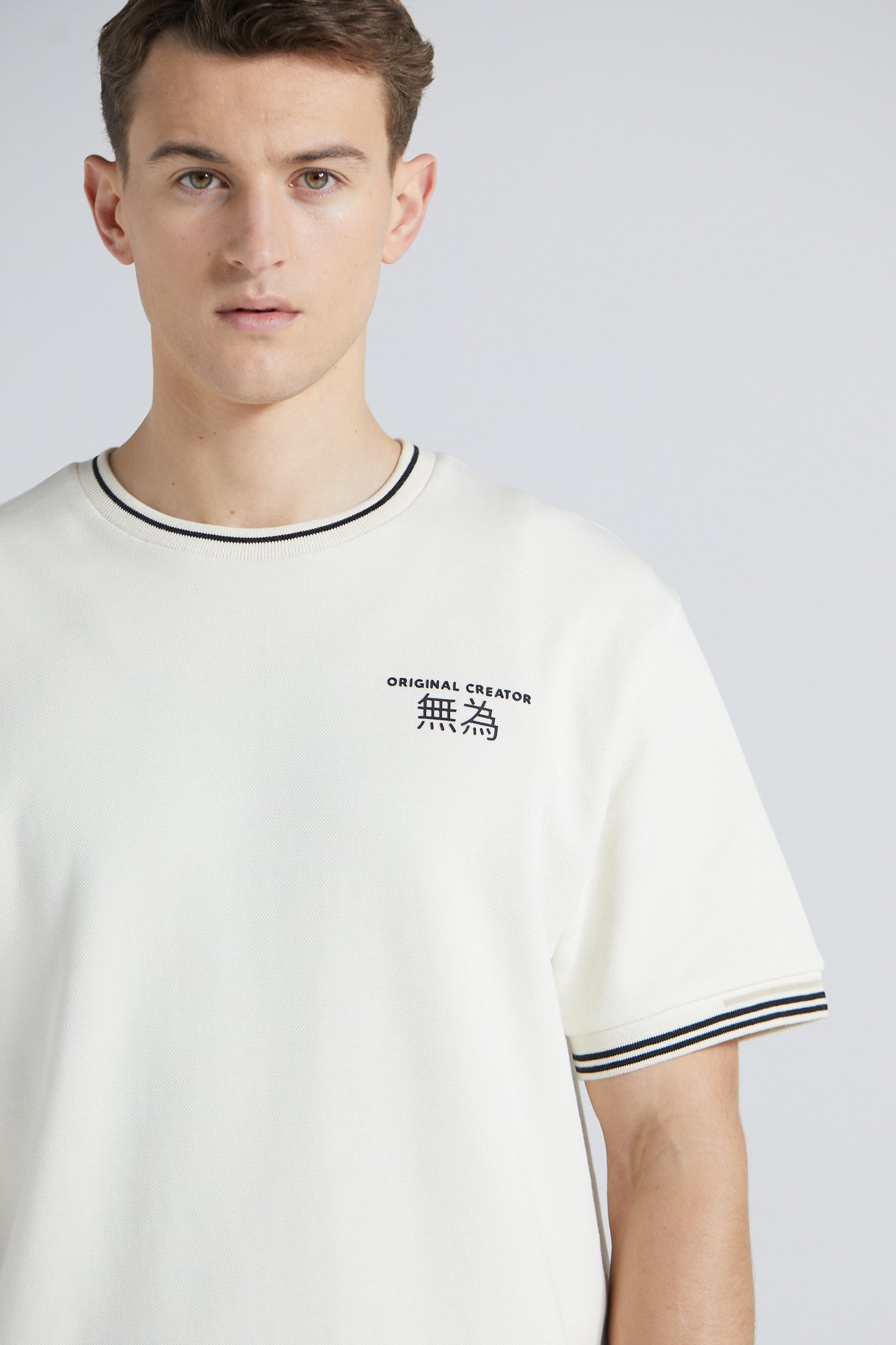 Boxy Pique Crew T-Shirt - Off White