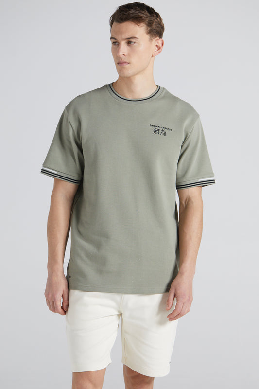 Boxy Pique Crew T-Shirt - Slate Green