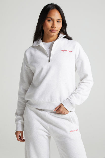 Classic Half Zip - White Marl