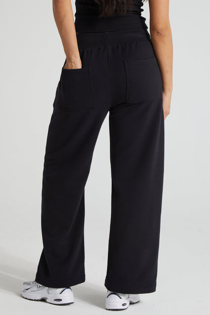 Wide Leg Jogger - Jet Black