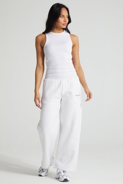 Wide Leg Joggers - White Marl