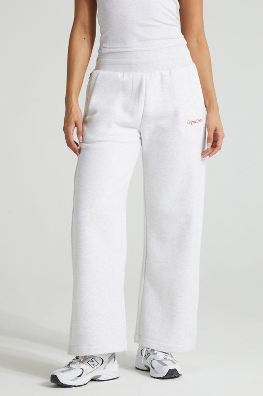 Wide Leg Joggers - White Marl