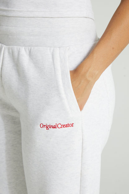 Wide Leg Joggers - White Marl