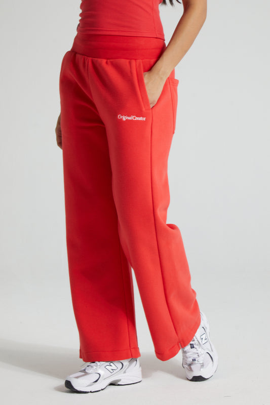 Wide Leg Joggers - Poppy Red