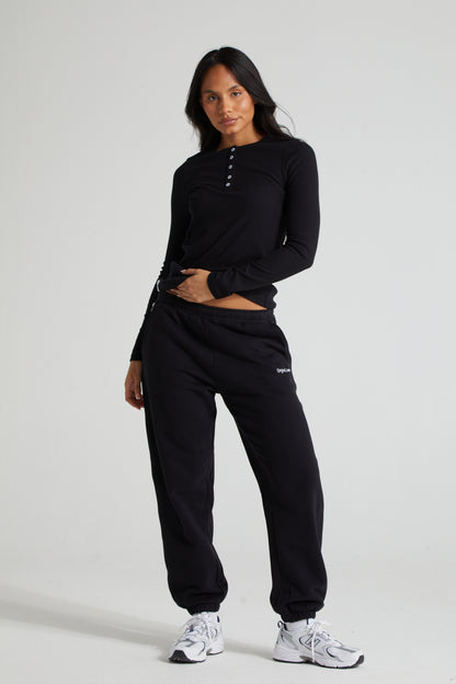 Long Sleeve Slim Fit Top - Jet Black