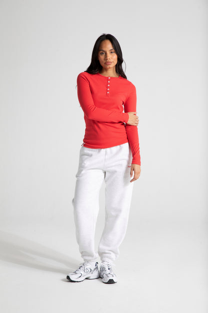 Long Sleeve Slim Fit Top - Poppy Red