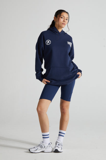 Athletic Long Line Hoodie - Midnight Blue