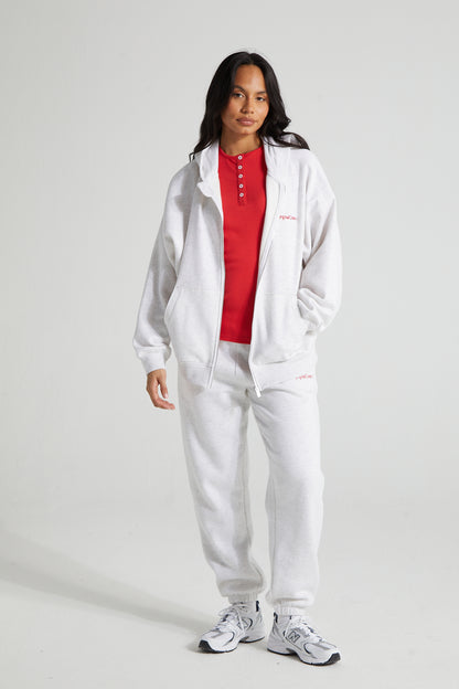 Comfort Zip Hoodie - White Marl
