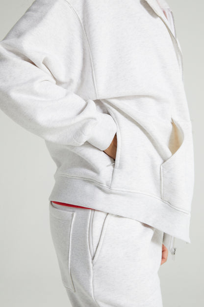 Comfort Zip Hoodie - White Marl