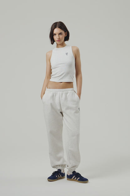 Flower Joggers - White Marl