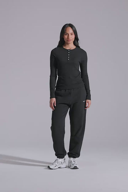 Long Sleeve Slim Fit Top - Jet Black