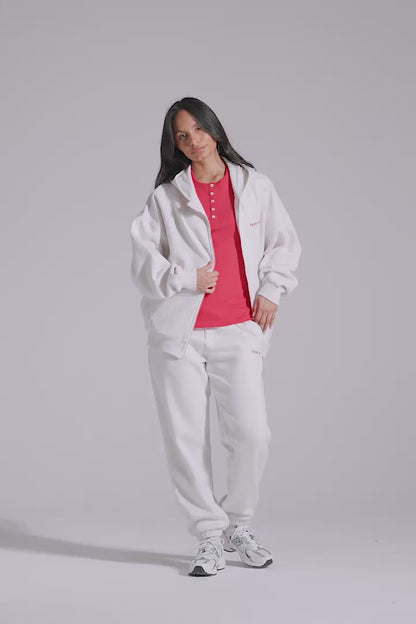 Comfort Zip Hoodie - White Marl