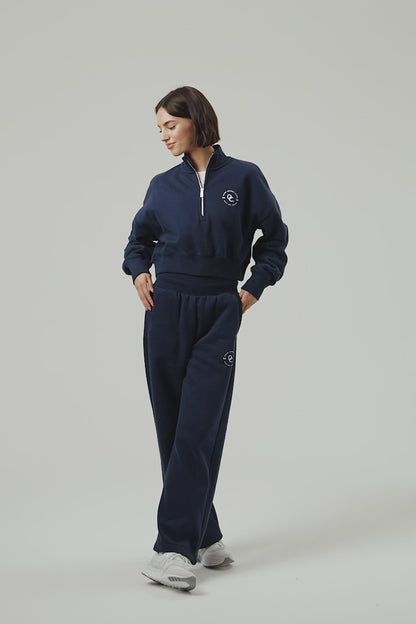 Joy Crop Half Zip - Midnight Blue